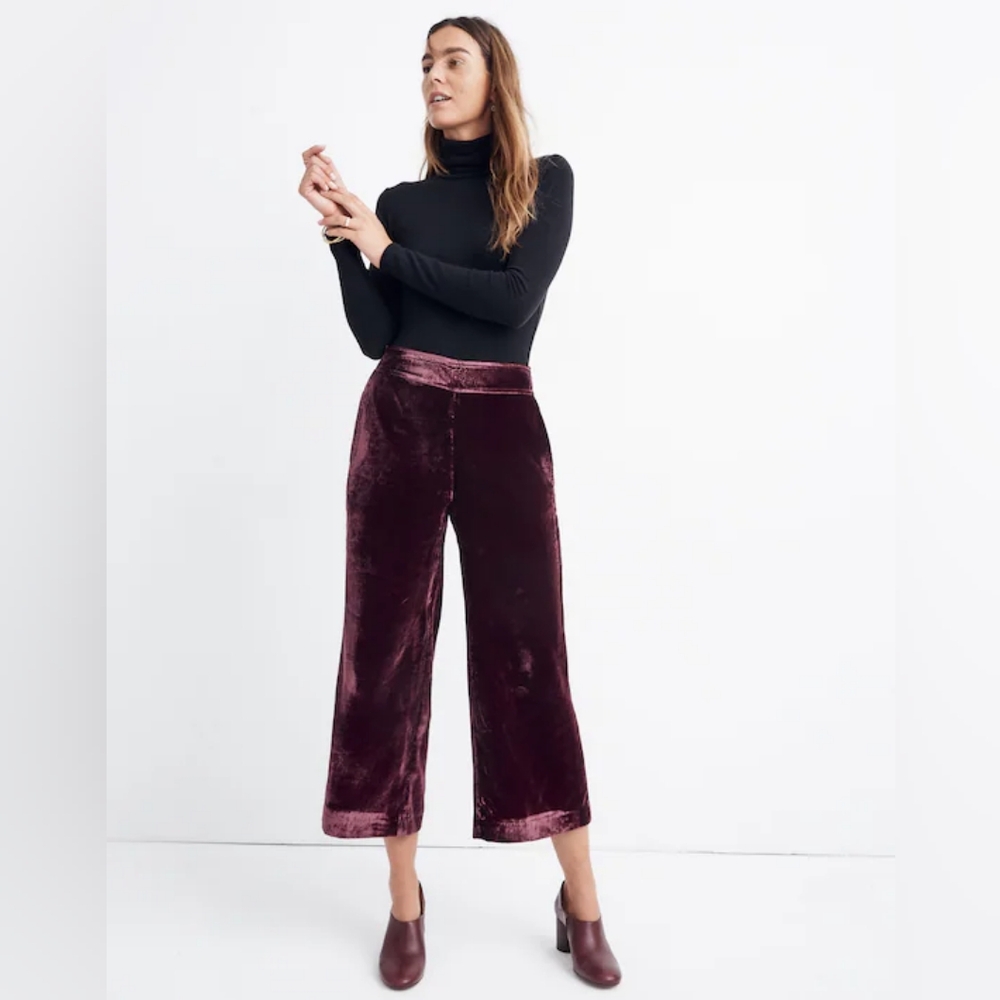Madewell | Pinot Noir Velvet Huston Pull-On Crop Pants